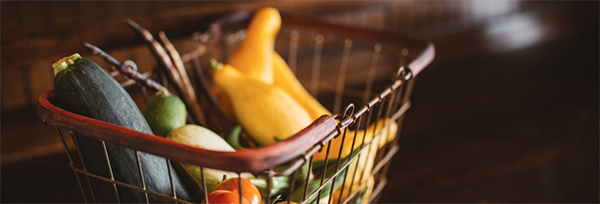 Shopping basket with vegetables