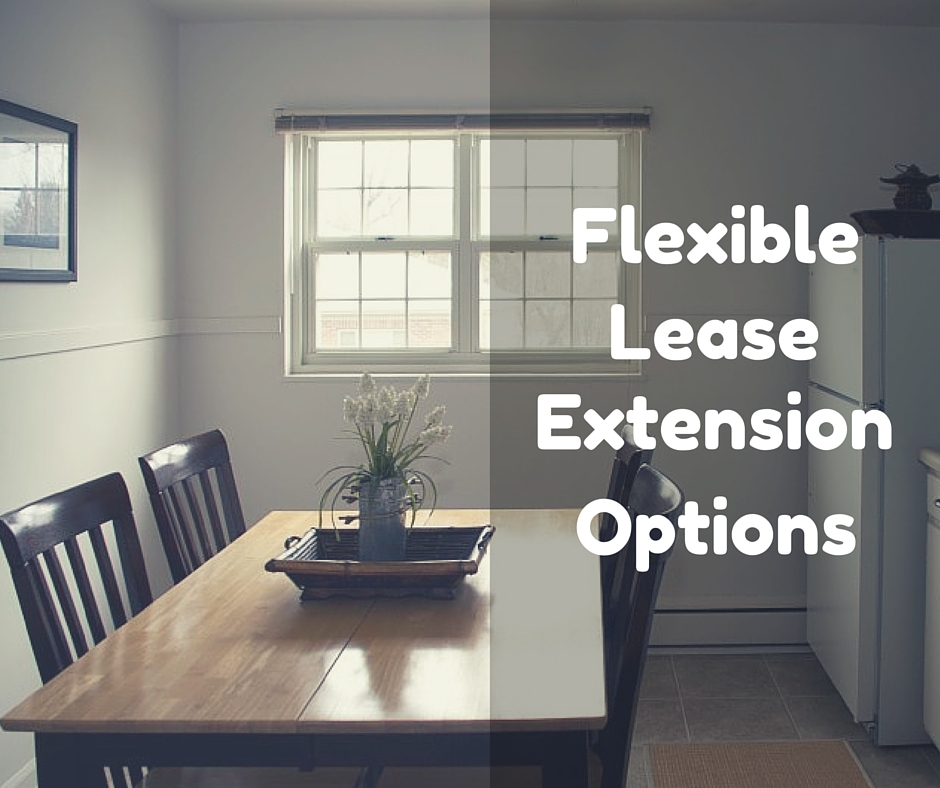 Elmwood Manor Apartment and text "Flexible Lease Extension Options"