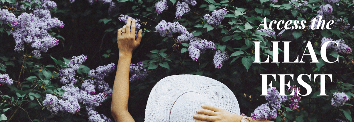 Woman touching a lilac